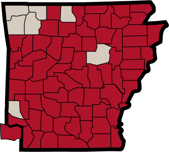 Map of ASPSF's coverage area includes these counties: Arkansas, Ashley, Baxter, Boone, Bowie, Bradley, Calhoun, Chicot, Clark, Clay, Cleburne, Cleveland, Columbia, Conway, Craighead, Crawford, Crittenden, Cross, Dallas, Desha, Drew, Faulkner, Franklin, Fulton, Garland, Grant, Greene, Hempstead, Hot, Howard, Independence, Izard, Jackson, Jefferson, Johnson, Lafayette, Lawrence, Lee, Lincoln, Little, Logan, Lonoke, Miller, Mississippi, Monroe, Montgomery, Nevada, Newton, Ouachita, Perry, Phillips, Pike, Poinsett, Polk, Pope, Prairie, Pulaski, Randolph, Saline, Scott, Searcy, Sebastian, Sharp, St, Stone, Union, Van, Woodruff, Yell