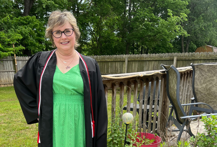 Paige wearing her Cap and Gown