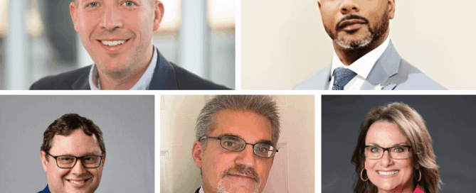 Collage of 5 headshots of new board members