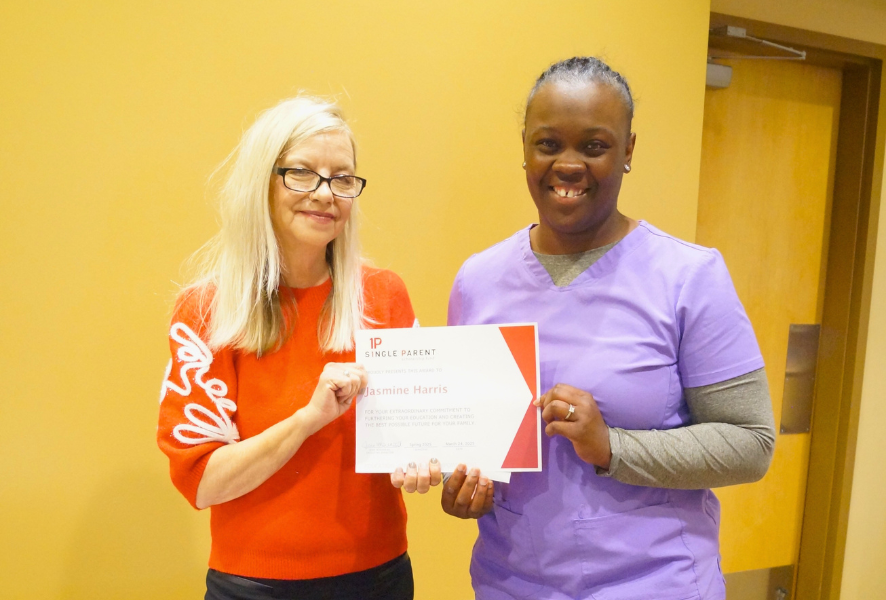 Jasmine Harris Receives Scholarship Award in Scrubs