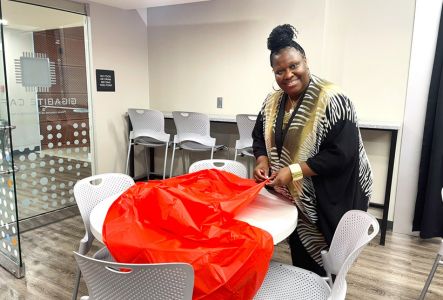 Andrea Franklin volunteering for an ASPSF event.