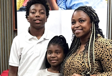 Daneshia Cherry and her two kids at an ASPSF Scholarship Ceremony