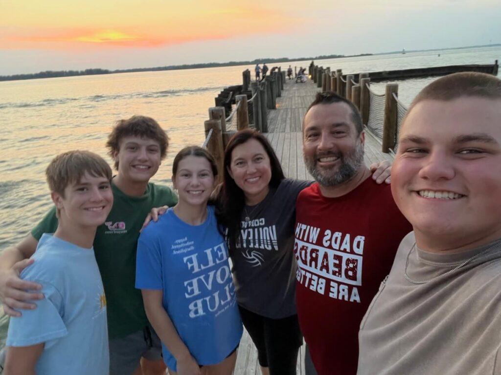 Family photo on a pier